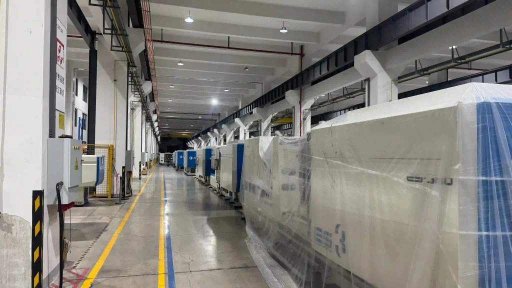 A factory with multiple all-electric injection molding machines