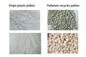 Virgin plastic pellets vs. pelletizer recycled pellets