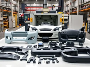 Auto parts produced using a 1,200-ton injection molding machine