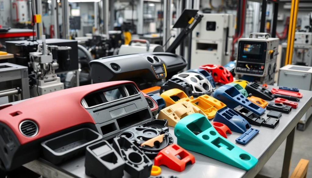 Automotive dashboard components made with precision-blended materials in injection molding Automotive dashboard components made with precision-blended materials in injection molding