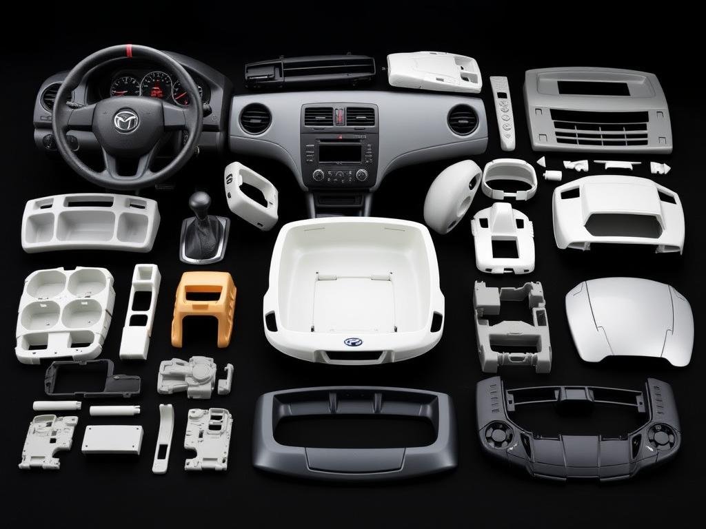 Automotive plastic components made from injection molded plastic pellets